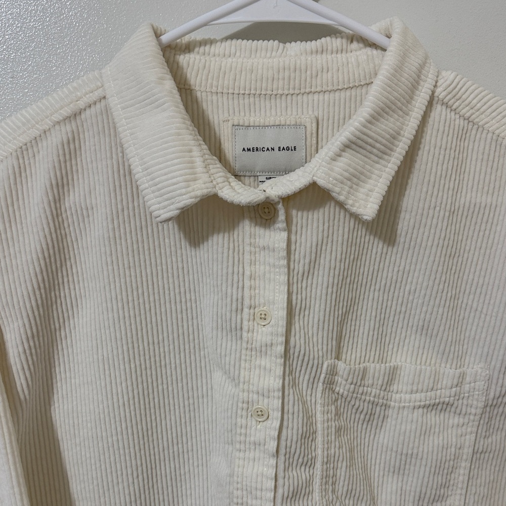 American Eagle Outfitters Cream Corduroy Shirt